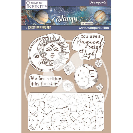 Stamperia Natural Rubber Stamp Cosmos Infinity Sun and Moon (WTKCC217) (DISCONTINUED) Stamperia Natural Rubber Stamp Cosmos Infinity Sun and Moon (WTKCC217) (DISCONTINUED)