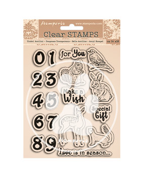 Stamperia Romantic Cozy Winter Clear Stamps Numbers and Animals (WTK161) (DISCONTINUED)