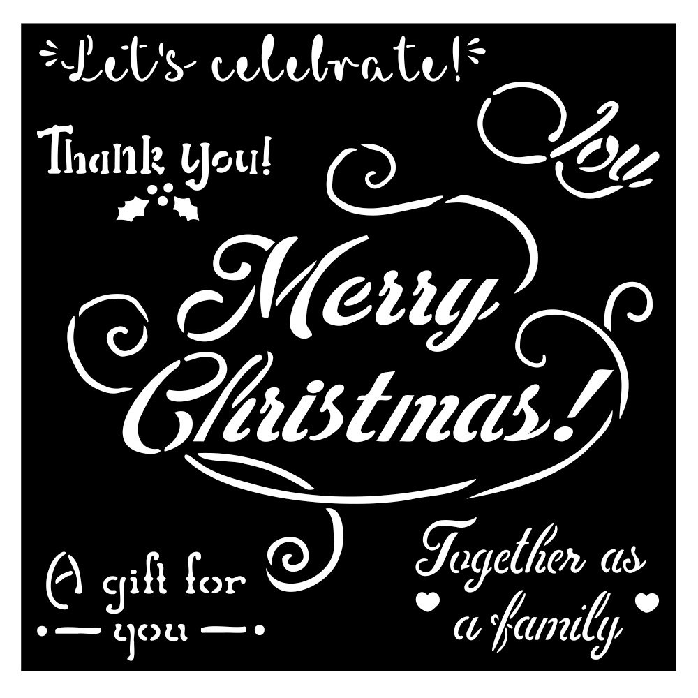 Stamperia Thick Stencil 18x18cm Christmas Merry Christmas (KSTDQ72) (DISCONTINUED)
