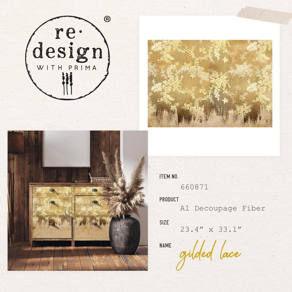 Re-Design with Prima Gilded Lace A1 Decoupage Fiber (1pcs) (660871RED) (DISCONTINUED)