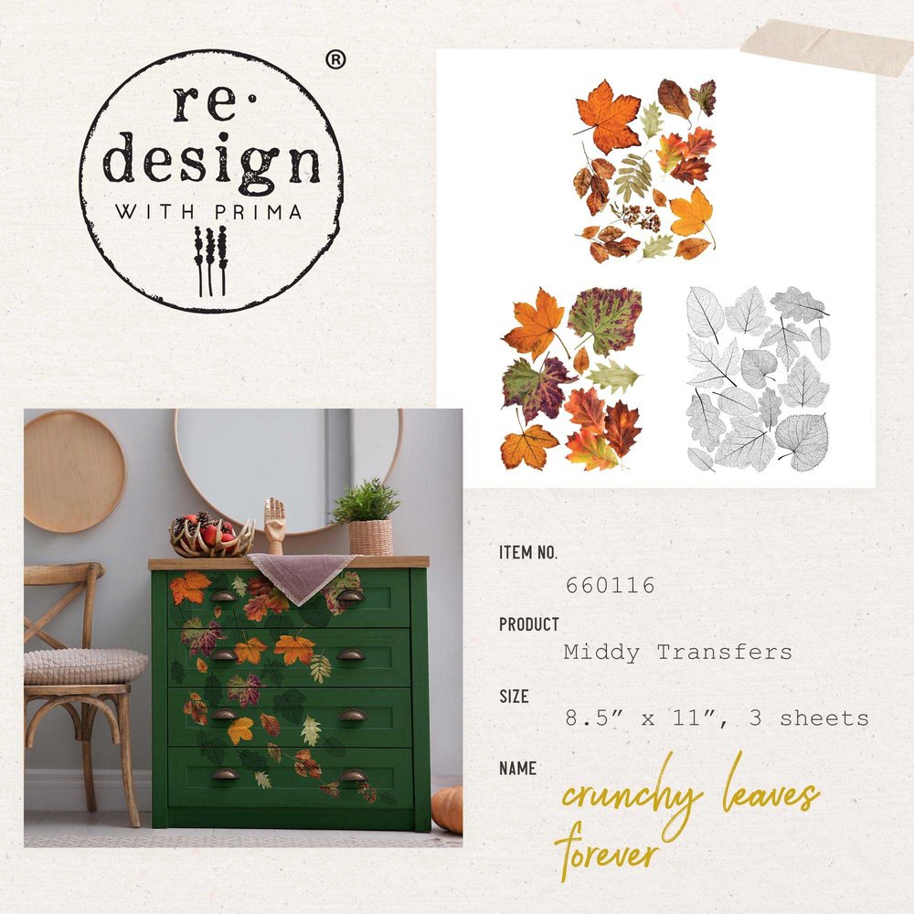 Re-Design with Prima Crunchy Leaves Forever 8.5x11 Inch Middy Decor Transfers (3pcs) (660116) (DISCONTINUED) Re-Design with Prima Crunchy Leaves Forever 8.5x11 Inch Middy Decor Transfers (3pcs) (660116) (DISCONTINUED)