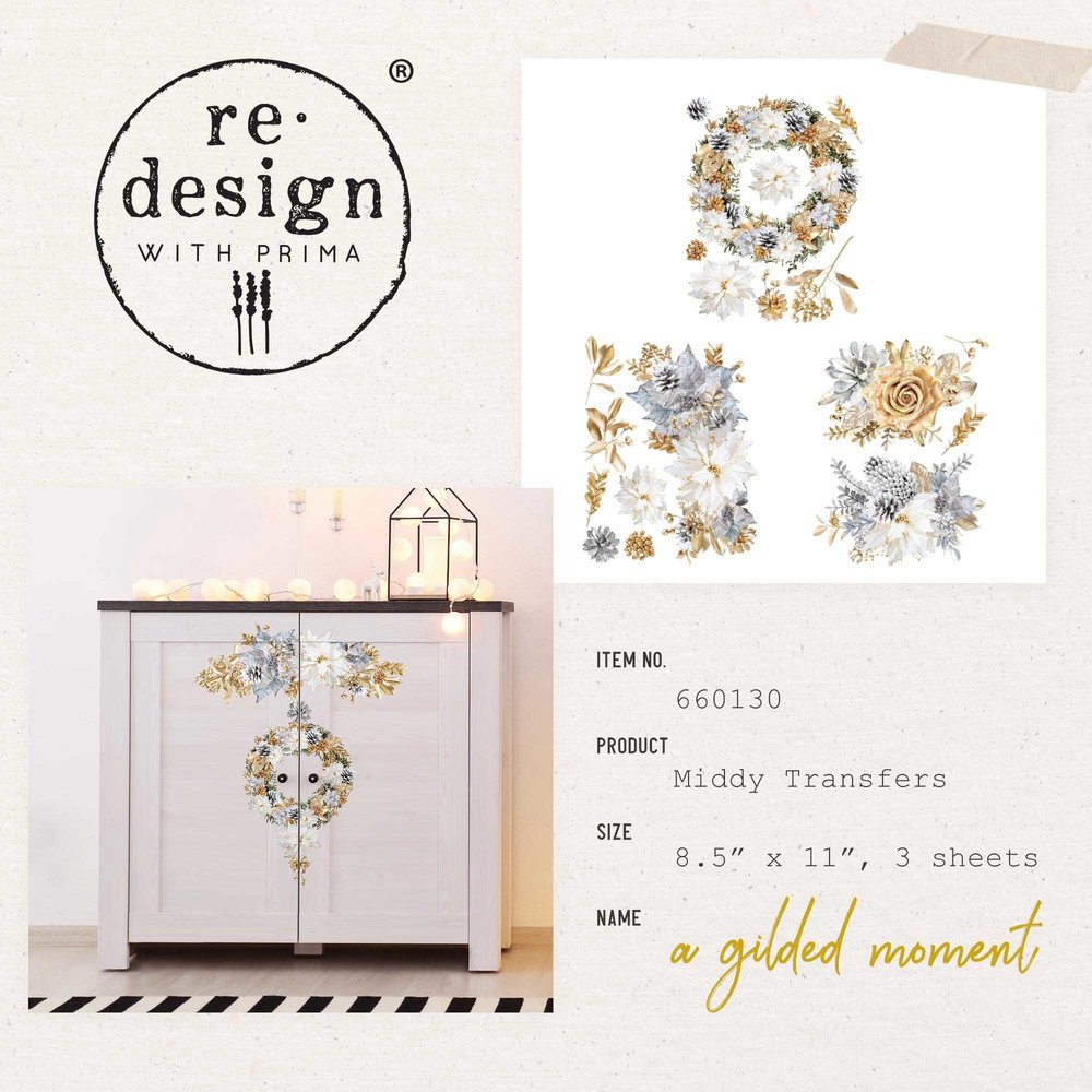 Re-Design with Prima A Gilded Moment 8.5x11 Inch Middy Decor Transfers (3pcs) (660130) (DISCONTINUED) Re-Design with Prima A Gilded Moment 8.5x11 Inch Middy Decor Transfers (3pcs) (660130) (DISCONTINUED)