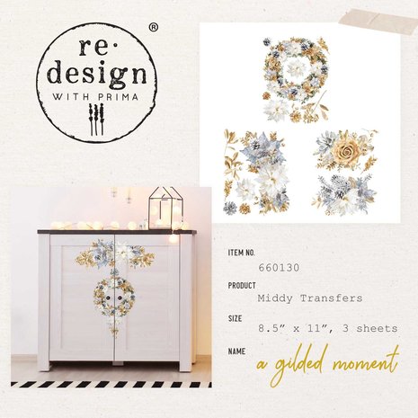 Re-Design with Prima A Gilded Moment 8.5x11 Inch Middy Decor Transfers (3pcs) (660130) (DISCONTINUED) Re-Design with Prima A Gilded Moment 8.5x11 Inch Middy Decor Transfers (3pcs) (660130) (DISCONTINUED)
