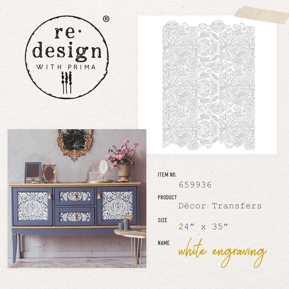Re-Design with Prima White Engraving 24x35 Inch Decor Transfers (1pcs) (659936) (DISCONTINUED) Re-Design with Prima White Engraving 24x35 Inch Decor Transfers (1pcs) (659936) (DISCONTINUED)