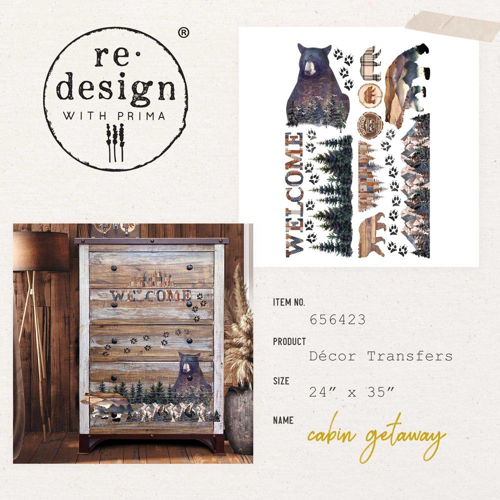 Re-Design with Prima Cabin Getaway 24x35 Inch Decor Transfers (1pcs) (656423) (DISCONTINUED) Re-Design with Prima Cabin Getaway 24x35 Inch Decor Transfers (1pcs) (656423) (DISCONTINUED)