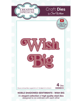 Creative Expressions Sue Wilson Craft Die Noble Shadowed Sentiments Wish Big (CEDNE010) (OUTLET)