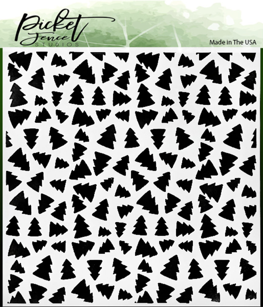 Picket Fence Studios Christmas Tree Lot 6x6 Inch Stencil (SC-284) (OUTLET)