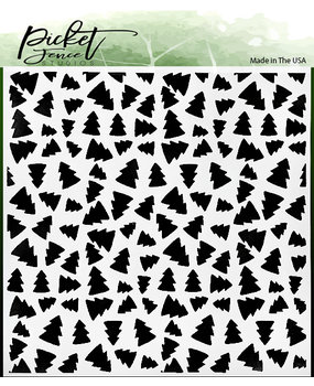 Picket Fence Studios Christmas Tree Lot 6x6 Inch Stencil (SC-284) (OUTLET)