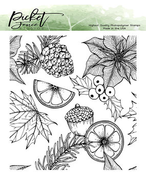 Picket Fence Studios Holiday Traditions Collage 4x4 Inch Clear Stamps (C-120) (OUTLET)