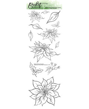 Picket Fence Studios Seasonal Christmas Flowers 4x12 Inch Clear Stamps (C-137) (OUTLET)