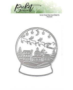 Picket Fence Studios Santa's Sleigh Ride Snow Globe 4x6 Inch Metal Dies (PFSD-254) (OUTLET)