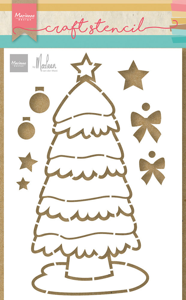 Marianne Design Craft Stencil A5 by Marleen Christmas Tree (PS8133) (DISCONTINUED)