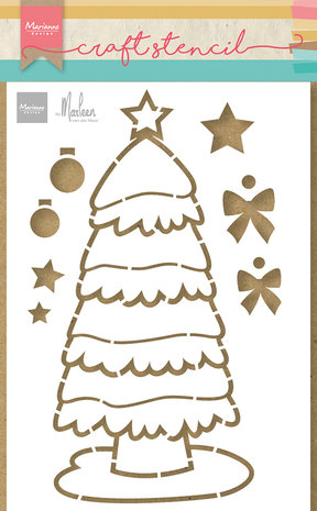Marianne Design Craft Stencil A5 by Marleen Christmas Tree (PS8133) (DISCONTINUED)