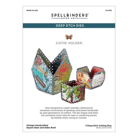 Spellbinders Vintage Handcrafted Square Base and Sides Bowl Deep Etched Dies (CH-016) (OUTLET) Spellbinders Vintage Handcrafted Square Base and Sides Bowl Deep Etched Dies (CH-016) (OUTLET)