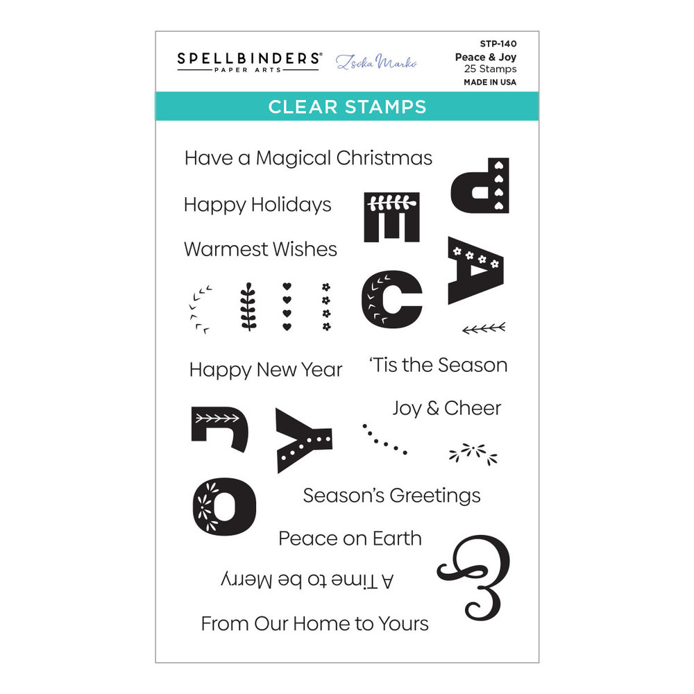 Spellbinders Peace & Joy Clear Stamp (STP-140) (OUTLET) Spellbinders Peace & Joy Clear Stamp (STP-140) (OUTLET)