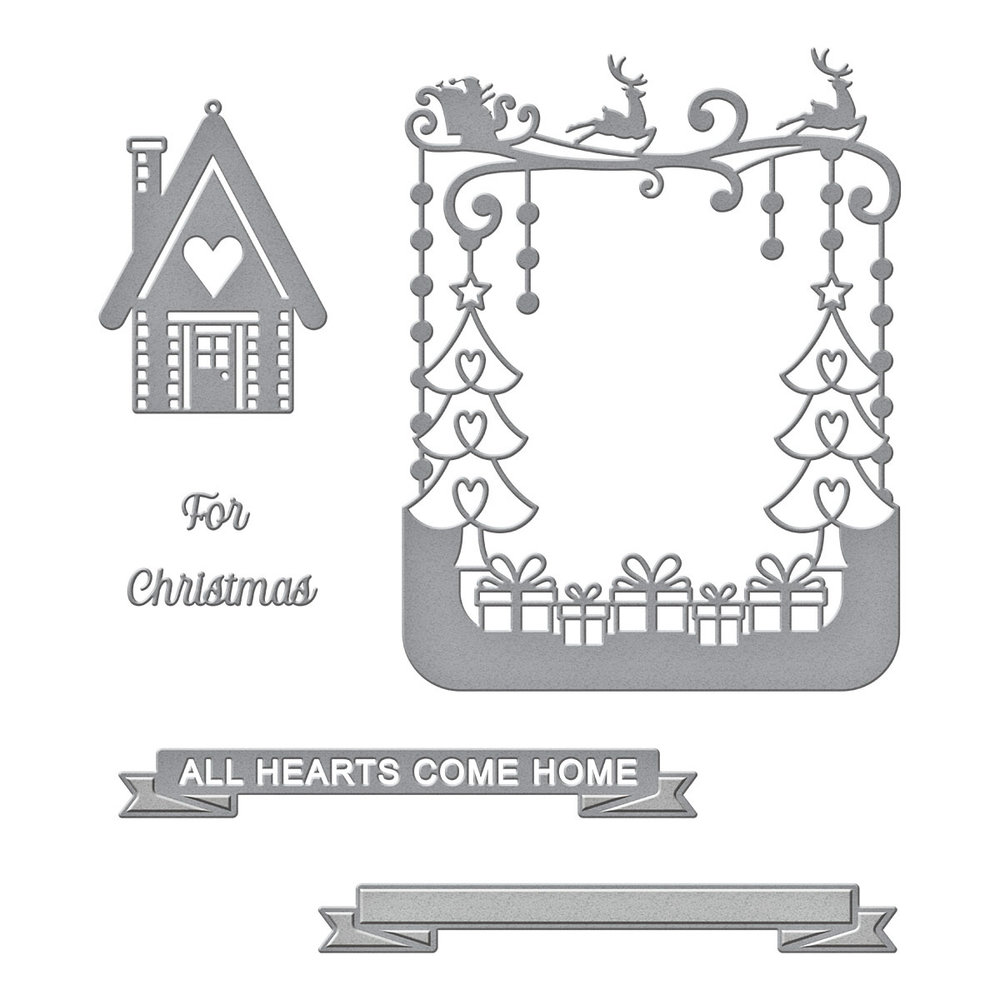 Spellbinders All Hearts Come Home A2 Cardfront Etched Dies (S5-534) (OUTLET)