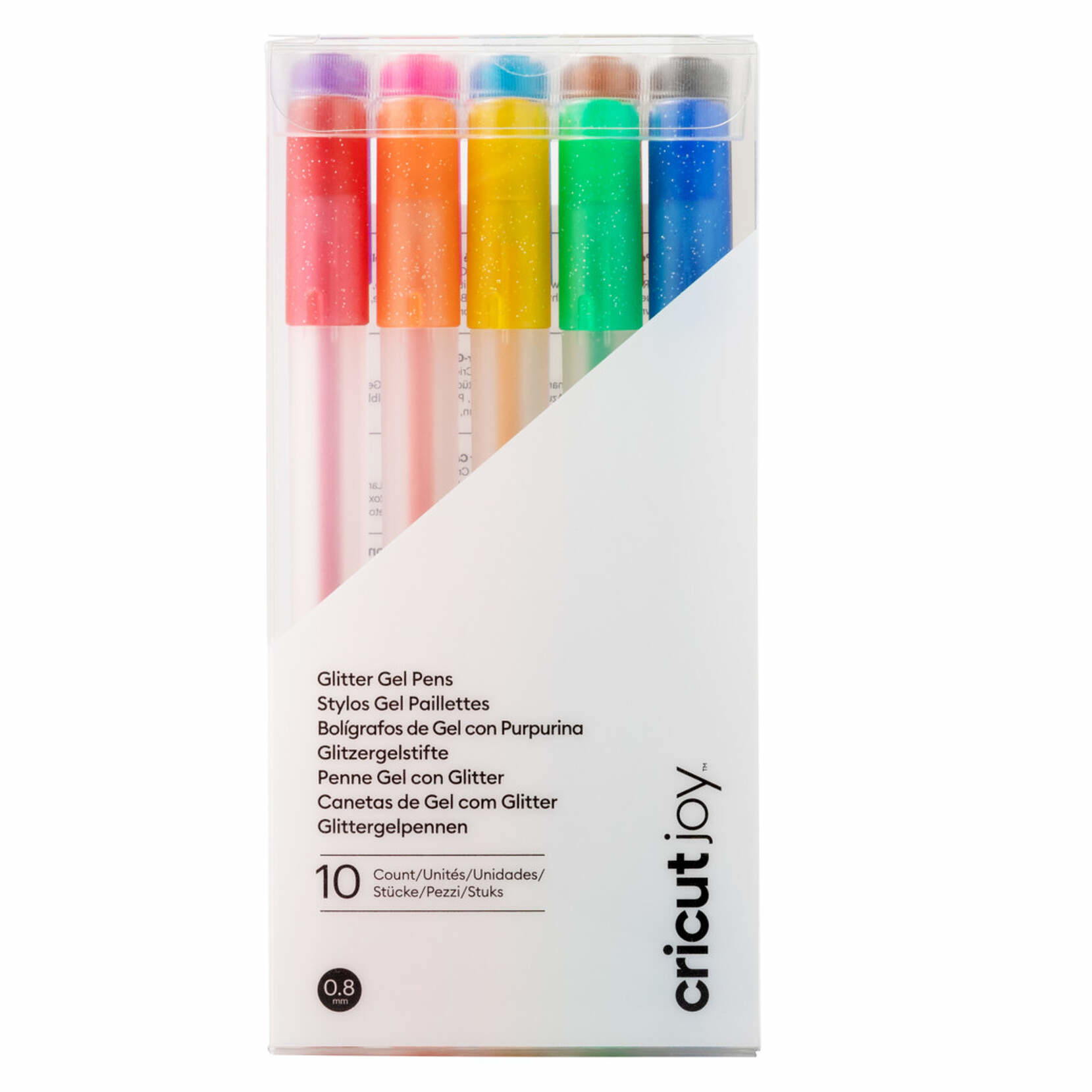 Joy Glitter Gel Pens 0.8 Rainbow + Pink/Brown/Black (10pcs) (2009964) -  Craftlines B.V.