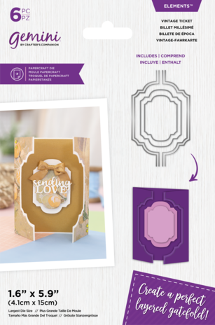 Gemini Layered Edge Gatefold Vintage Ticket Elements Dies (GEM-MD-ELE-VITI) (DISCONTINUED) Gemini Layered Edge Gatefold Vintage Ticket Elements Dies (GEM-MD-ELE-VITI) (DISCONTINUED)