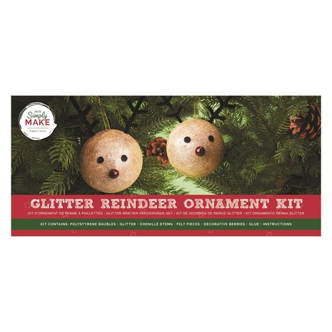 Simply Make Ornament Kit Glitter Reindeer (2pcs) (DSM 105310) (OUTLET) Simply Make Ornament Kit Glitter Reindeer (2pcs) (DSM 105310) (OUTLET)