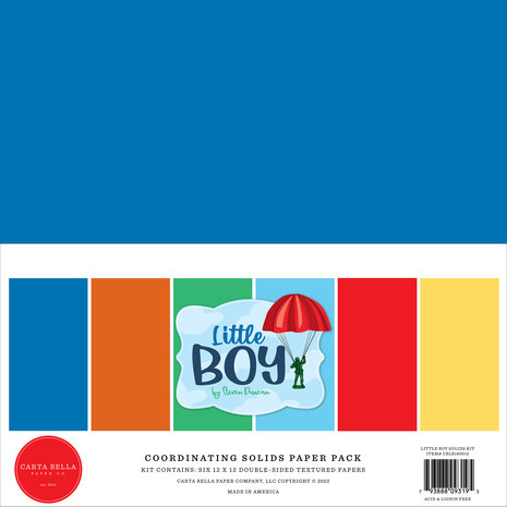 Carta Bella Little Boy 12x12 Inch Coordinating Solids Paper Pack (CBLB160015) (OUTLET)