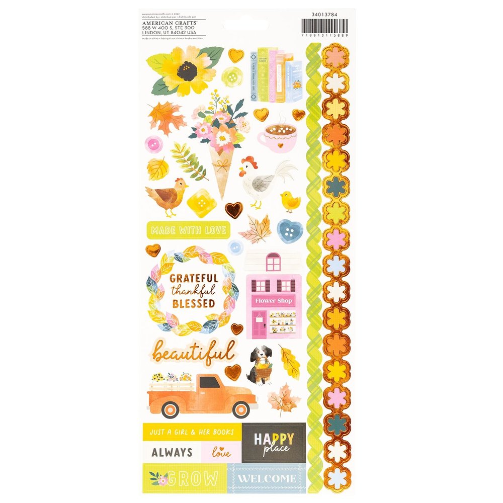 American Crafts Paige Evans Garden Shoppe 6x12 Inch Stickers (98pcs) (34013784) (OUTLET)