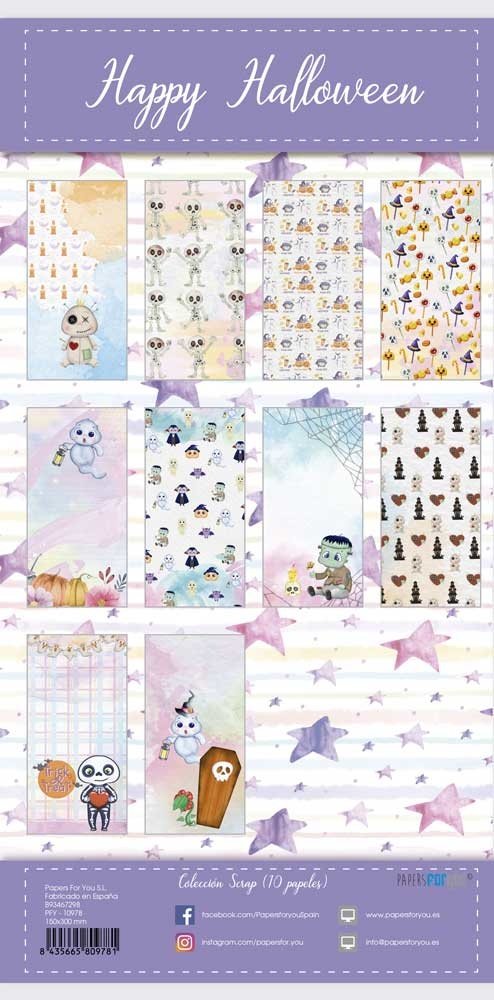 Papers For You Happy Halloween Slim Scrap Paper Pack (10pcs) (PFY-10978) (DISCONTINUED)