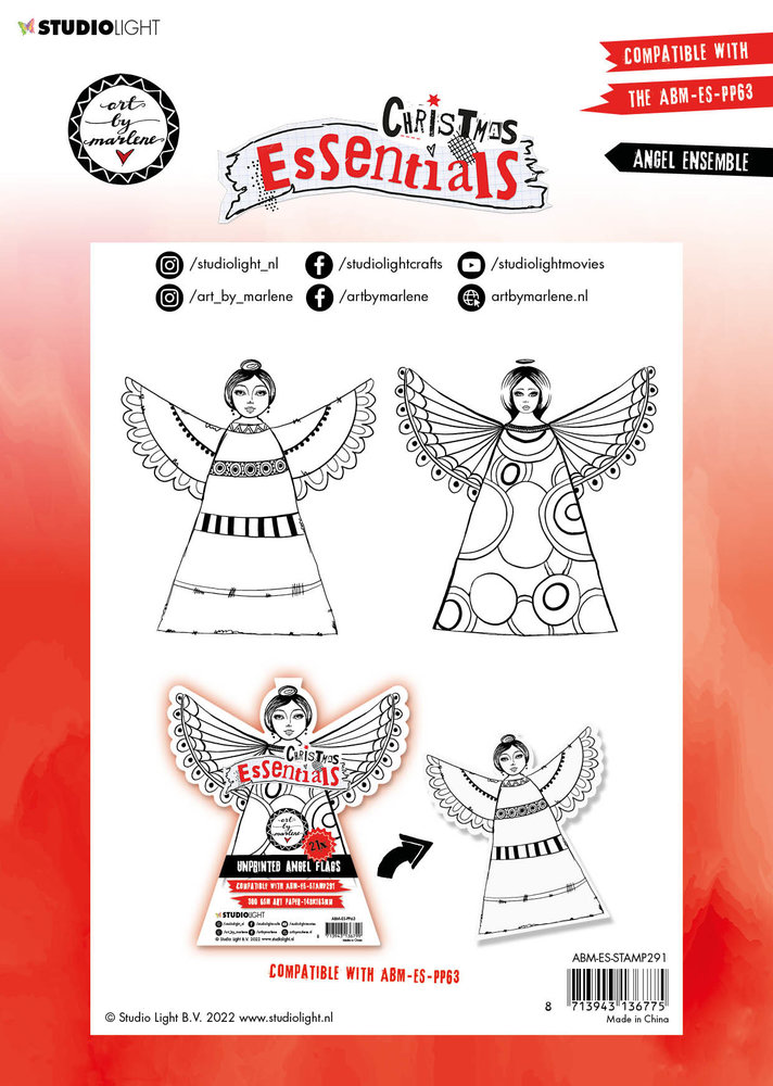 Art By Marlene Christmas Essentials Clear Stamp Angel Ensemble (ABM-ES-STAMP291) (OUTLET)