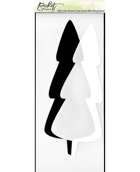 Picket Fence Studios Scene Blending: Slim Line Snowy Tree 4x10 Inch Stencil (SC-348) (OUTLET)