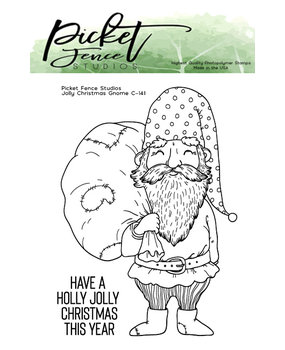 Picket Fence Studios Jolly Christmas Gnome 3x4 Inch Clear Stamps (C-141) (OUTLET)