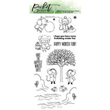 Picket Fence Studios Frolicking Winter Friends 4x8 Inch Clear Stamps (A-168) (OUTLET)