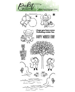 Picket Fence Studios Frolicking Winter Friends 4x8 Inch Clear Stamps (A-168) (OUTLET)