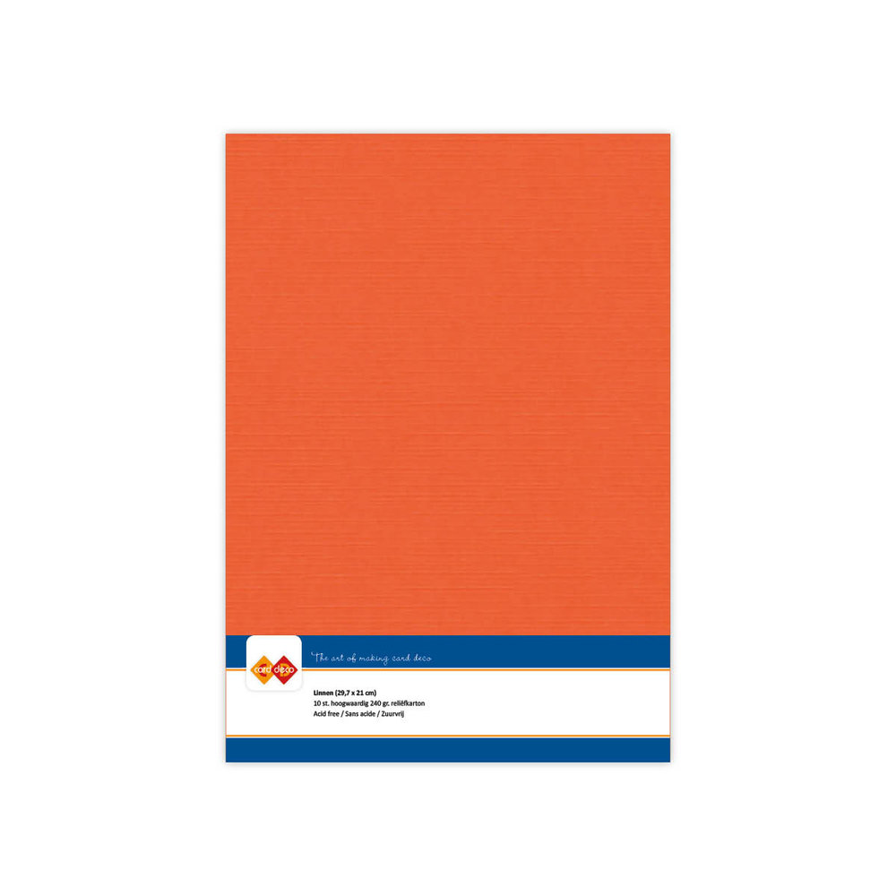 Card Deco Linen Cardstock A4 Orange (10pcs) (LKK-A411)