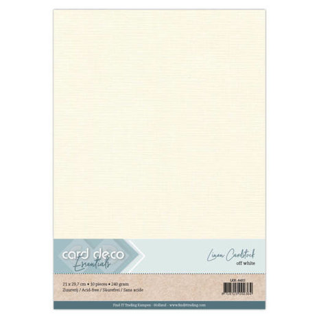 Card Deco Linen Cardstock A4 Off-white (10pcs) (LKK-A432)