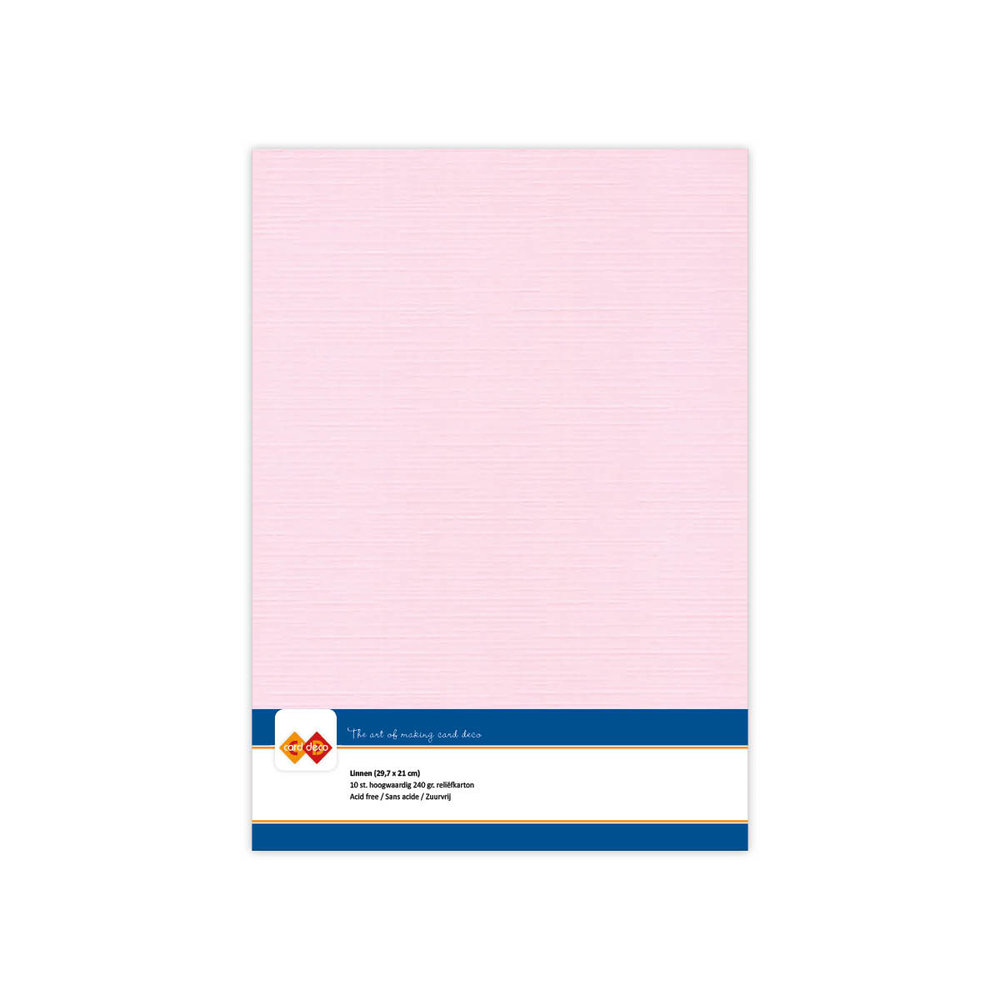 Card Deco Linen Cardstock A4 Light Pink (10pcs) (LKK-A415)