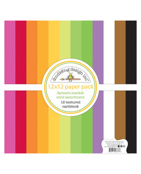 Doodlebug Design Farmers Market 12X12 Inch Textured Cardstock Assortment Pack (7837) (DISCONTINUED)