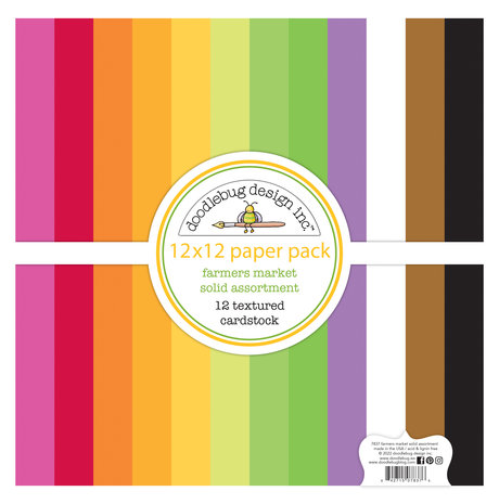 Doodlebug Design Farmers Market 12X12 Inch Textured Cardstock Assortment Pack (7837) (DISCONTINUED)