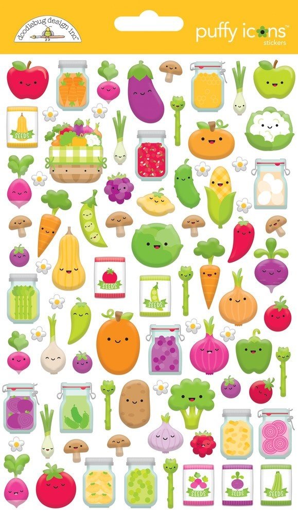 Doodlebug Design Veggie Garden Puffy Icons Stickers (7869) (DISCONTINUED)