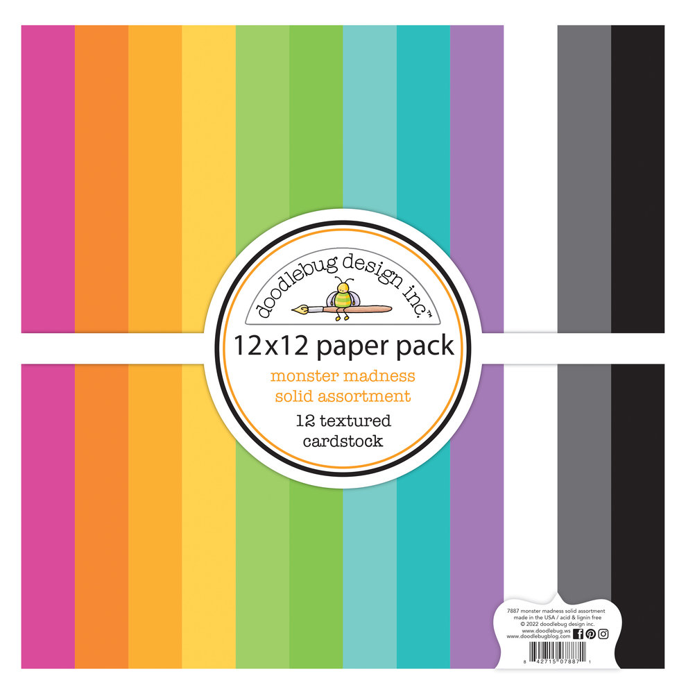 Doodlebug Design Monster Madness 12X12 Inch Textured Cardstock Assortment Pack (7887) (DISCONTINUED) Doodlebug Design Monster Madness 12X12 Inch Textured Cardstock Assortment Pack (7887) (DISCONTINUED)