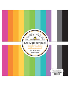 Doodlebug Design Monster Madness 12X12 Inch Textured Cardstock Assortment Pack (7887) (DISCONTINUED)