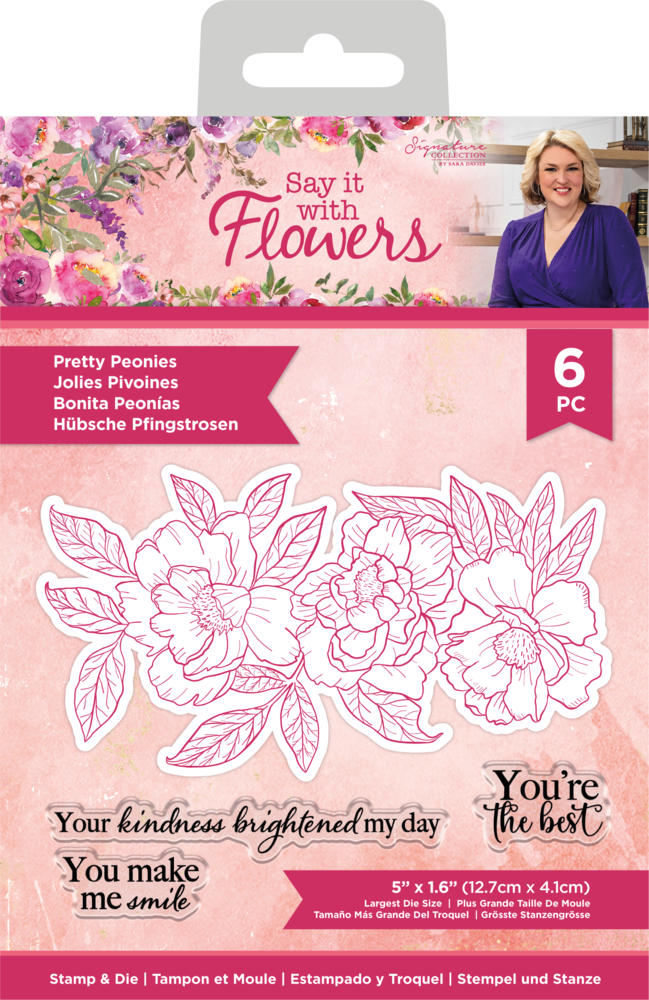 Crafter's Companion Say It With Flowers Stamp & Die Pretty Peonies (S-SIWF-STD-PRPE) (OUTLET)