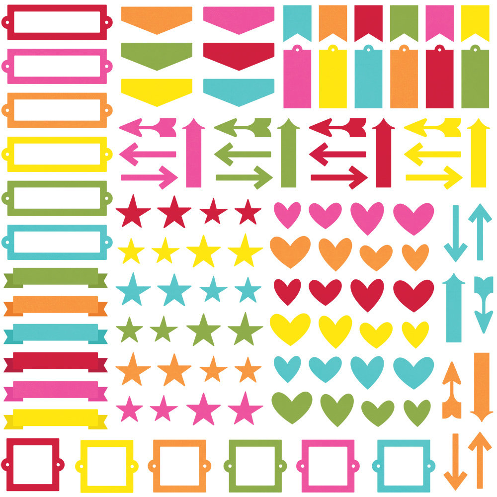 Simple Stories Color Vibe Chipboard Bits Brights (19010) (DISCONTINUED)