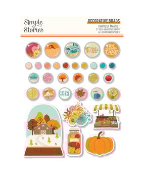 Simple Stories Harvest Market Decorative Brads (18722) (DISCONTINUED)