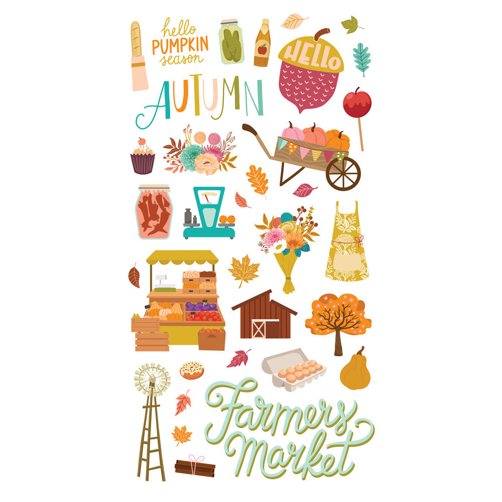 Simple Stories Harvest Market Chipboard Stickers (18716) (DISCONTINUED)