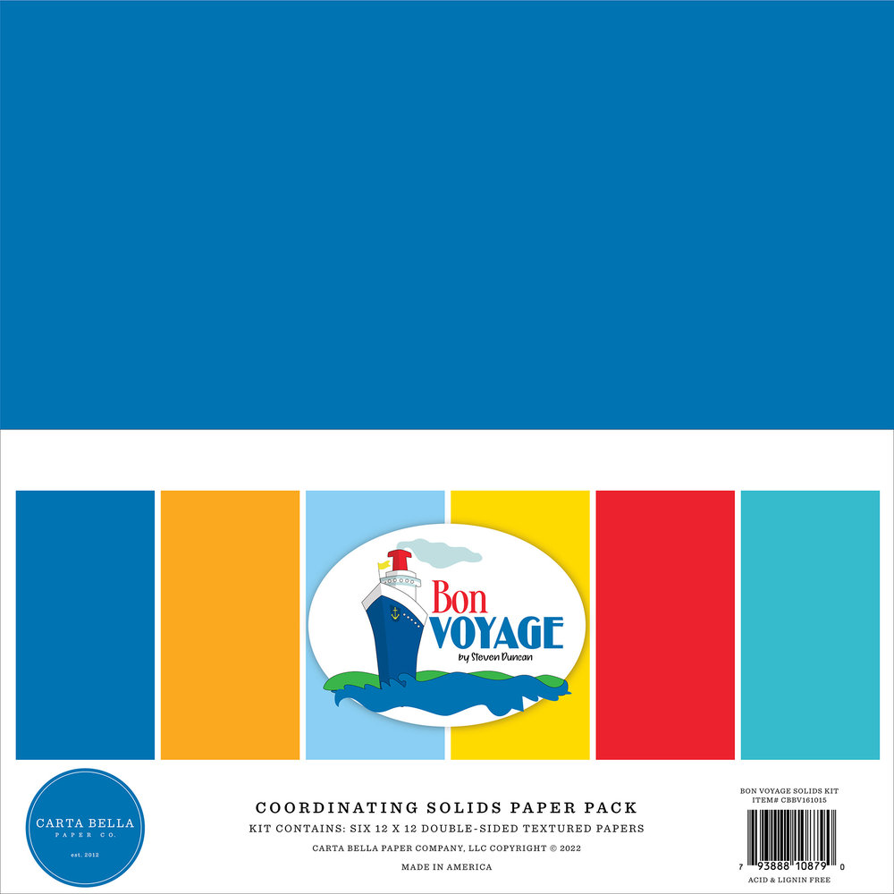 Carta Bella Bon Voyage 12x12 Inch Coordinating Solids Paper Pack (CBBV161015) (OUTLET) Carta Bella Bon Voyage 12x12 Inch Coordinating Solids Paper Pack (CBBV161015) (OUTLET)