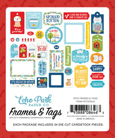 Echo Park Pets Frames & Tags (PET293025) (OUTLET)