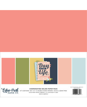 Echo Park Day In The Life No. 2 12x12 Inch Coordinating Solids Paper Pack (DLN292015) (DISCONTINUED)