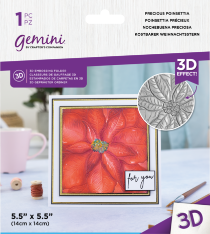 Gemini Macro 3D Embossing Folder Precious Poinsettia (GEM-EF5.5-3D-PRPO) (DISCONTINUED)