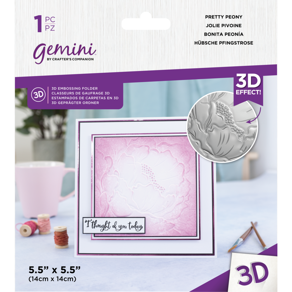 Macro 3D Embossing Folder Pretty Peony (GEMEF5.53DPRPE) Craftlines