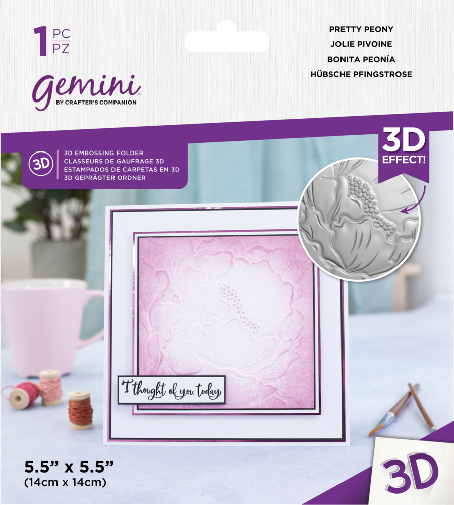 Gemini Macro 3D Embossing Folder Pretty Peony (GEM-EF5.5-3D-PRPE) (DISCONTINUED)