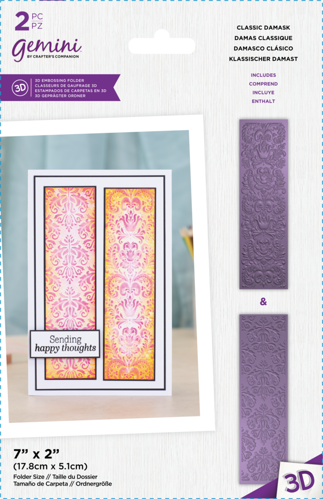 Gemini Floral Panel 3D Embossing Folder Classic Damask (GEM-EF2-3D-CLDA) (DISCONTINUED) Gemini Floral Panel 3D Embossing Folder Classic Damask (GEM-EF2-3D-CLDA) (DISCONTINUED)